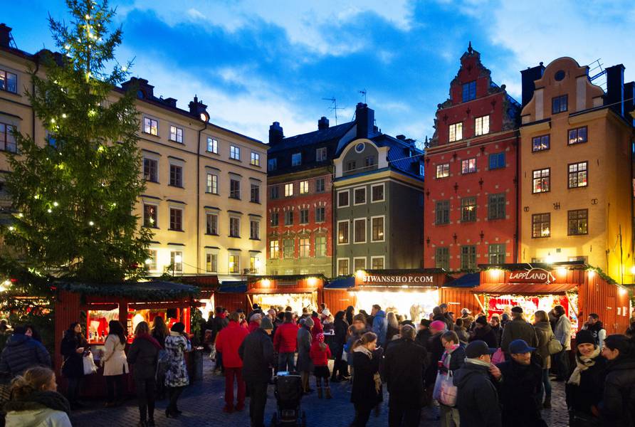 Stockholm Christmas market at night